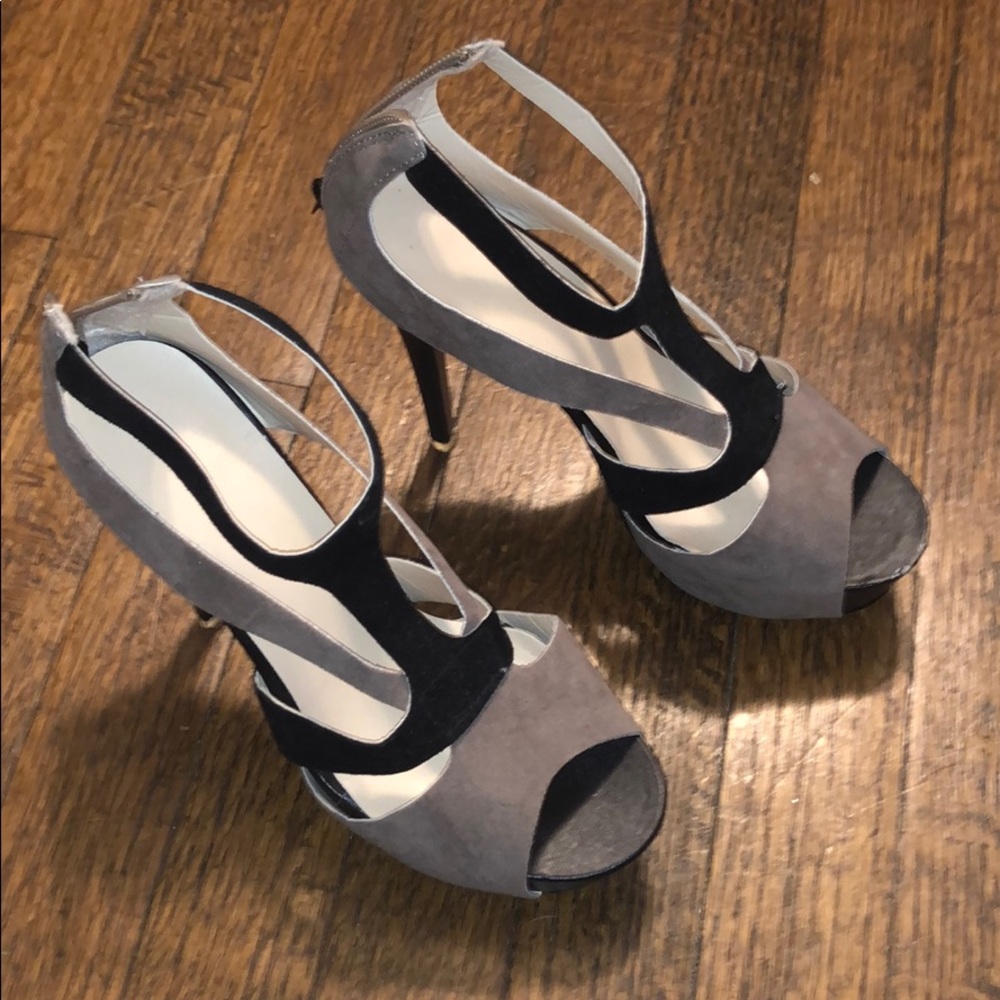 Tan & black heels